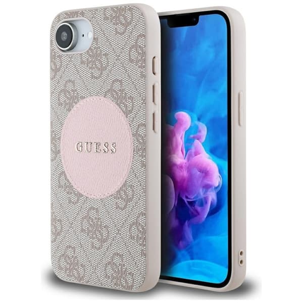 Guess 4G Circle Classic Logo MagSafe - Etui til iPhone 16e (lyserød)