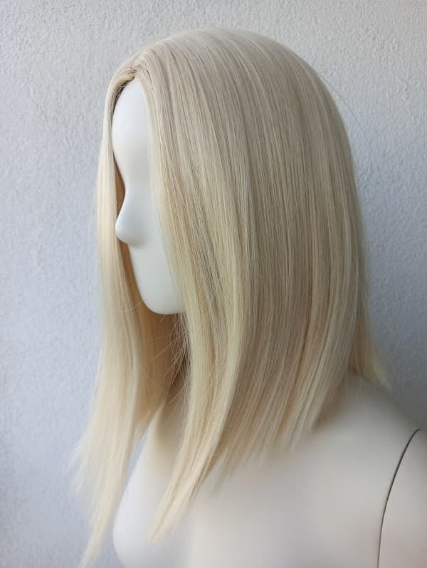 Paryk lys platinblond til skuldrene lang bob HR