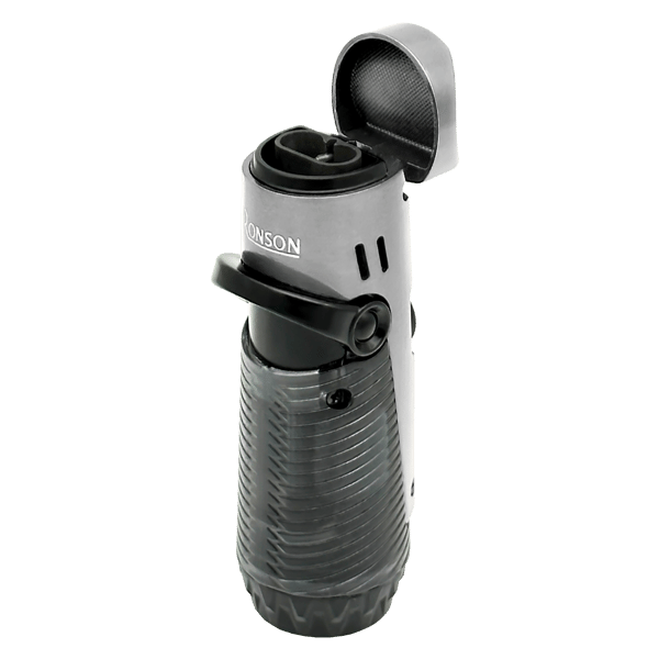RONSON BORA SILVER BLACK 2 JET lighter med cigarpunch, jet