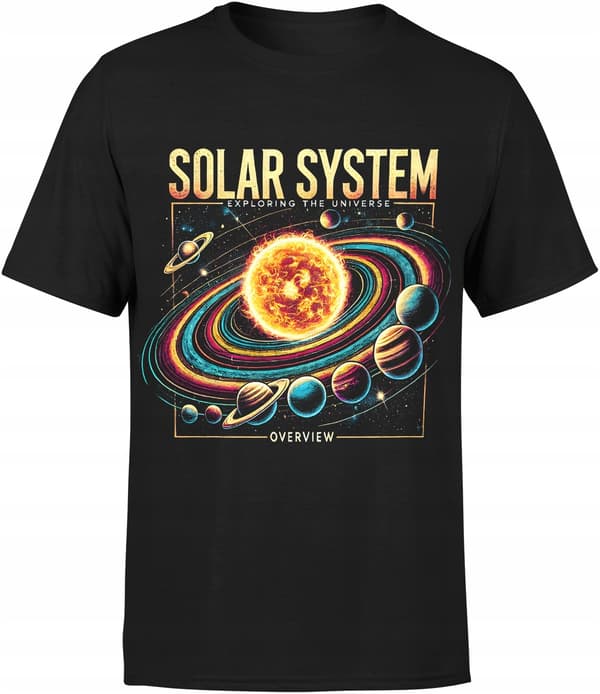 HERRET-SHIRT MED PRINT AF RUM-SOLSYSTEMET