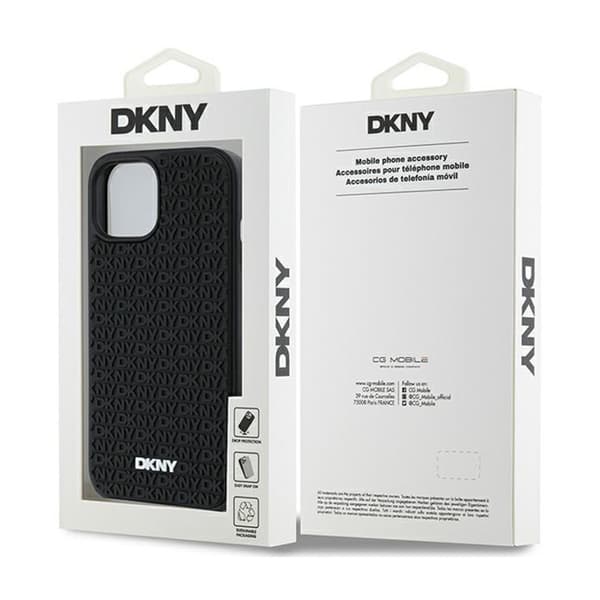 DKNY 3D Rubber Repeat Pattern - iPhone 15 / 14 / 13-skal (svart)