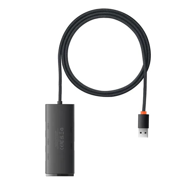 Baseus Lite Series 4-i-1 USB-hub til 4x USB 3.0 1m (Sort)