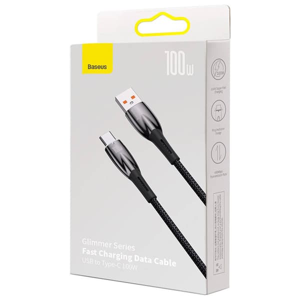 Baseus Glimmer USB-C-kaapeli, 100W, 1m (musta)