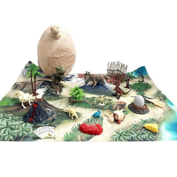 MEGA DINOSAURIEÄGG ÖVERRASKNINGSSET MATTA DINOSAURIEFIGURER