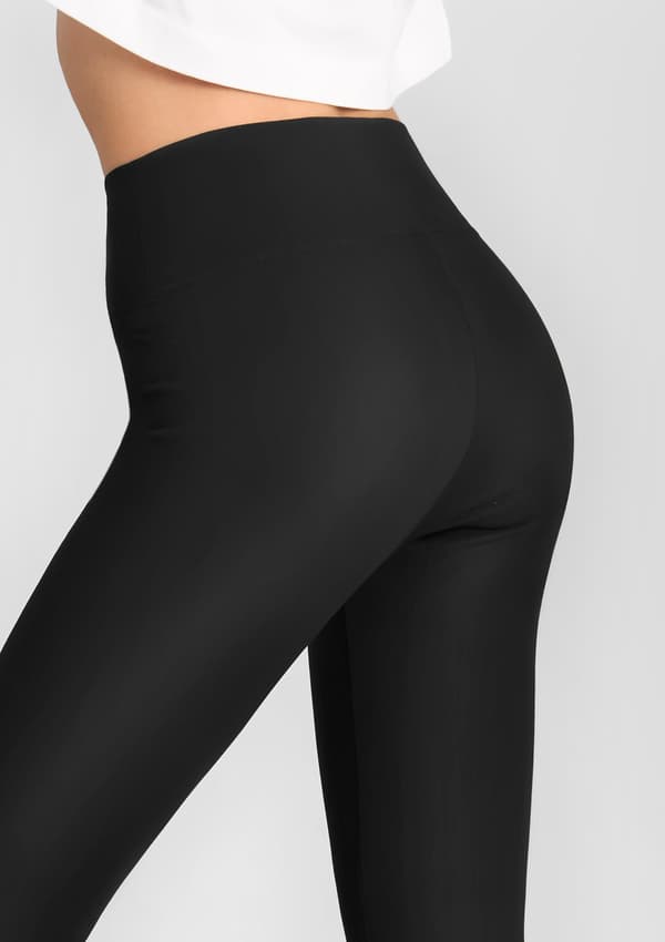Leggings til damer elastiske med bredt bælte 853 Active Marilyn M SORT