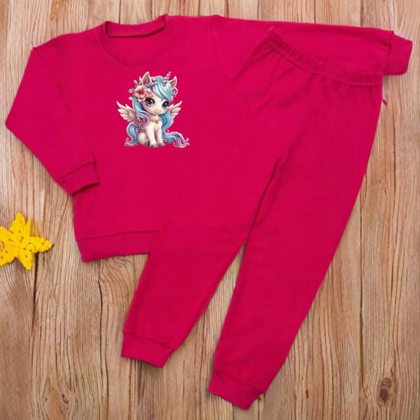 BARNPYJAMAS 98 för FLICKOR 100% bomull ENHÖRNING AMARANTH