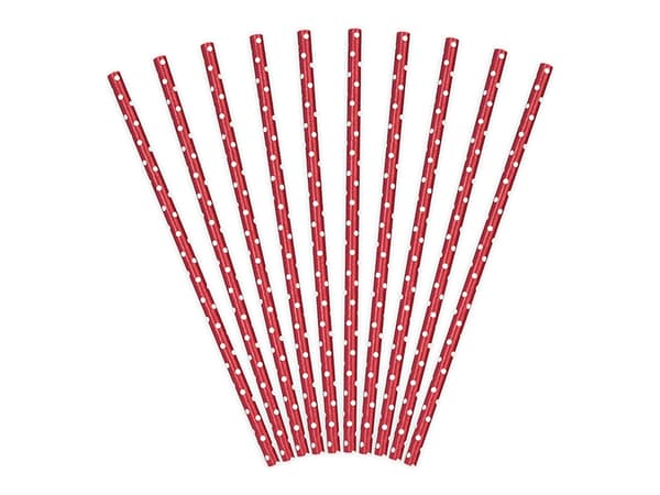 Papirsugerør, røde, 19,5 cm, 1 pakke