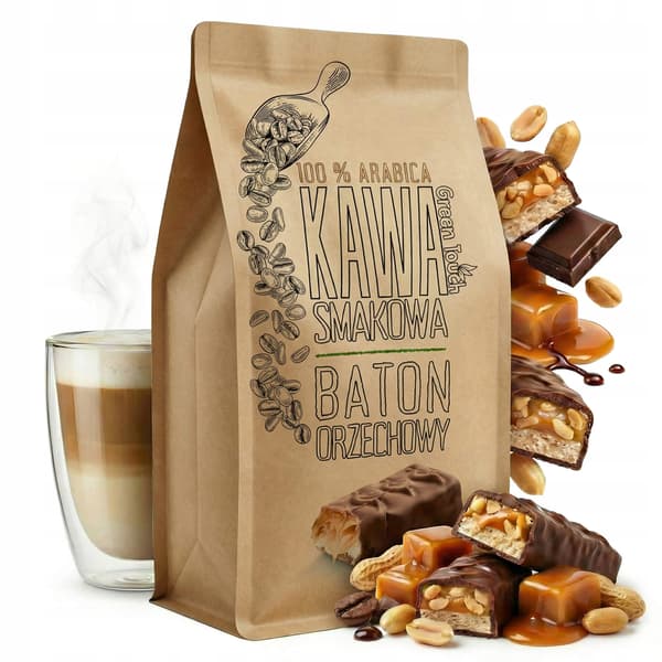 Malet smagsat kaffe Nøddebar Chokolade Karamel 1 kg Green Touch