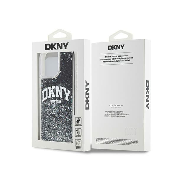 DKNY Liquid Glitter Big Logo - iPhone 15 Pro Max -kotelo (musta)