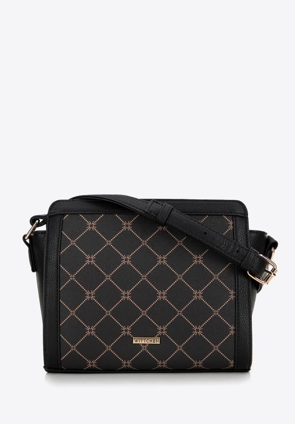 Wittchen Dam Crossbody-väska i Monogram Svart Läder