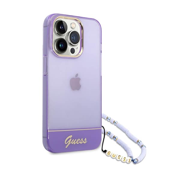Guess Translucent Pearl Strap - iPhone 14 Pro-skal (Lila)