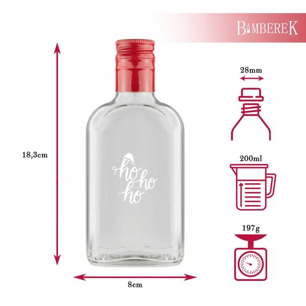 5x Flaskor 200 ml KOLVA MED TRYCK för vin och tinkturer JULFLASKOR