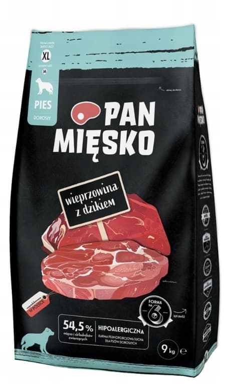 Torrfoder för hundar Pan Meat Pork med vildsvin XL 9 kg