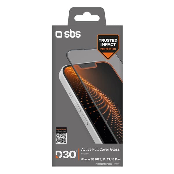 SBS Hærdet Glas D3O med ramme til iPhone 16e