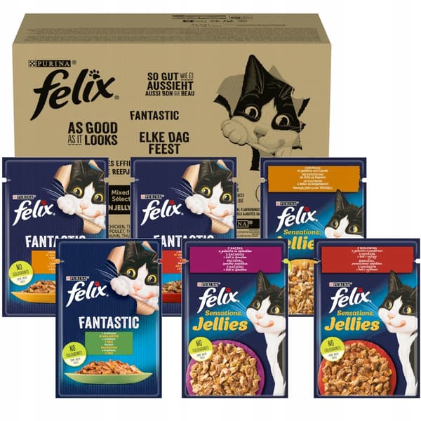 Purina Felix våtfoder för katter, blandade smaker, 96x85 g