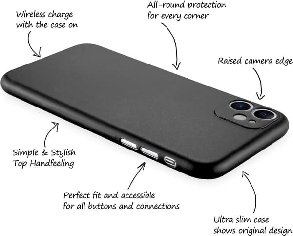 ETUI TIL APPLE IPHONE 11 SILIKONE SORT SEMI-GENNEMSIGTIG TYNDT A2111