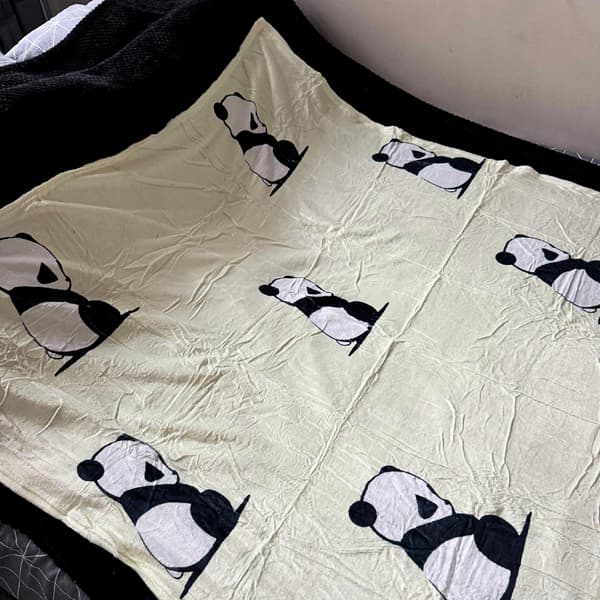 Varm vinter fleece panda tæppe 130x150