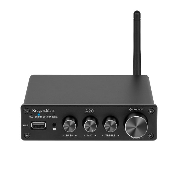 Wzmacniacz stereo Bluetooth 5.1 aptX HD 2x100W pilot Kruger&Matz A20