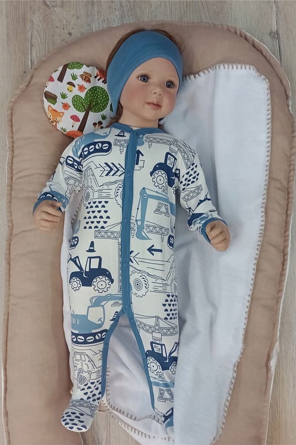 Heldragt knappet 98 drengepyjamas med gravemaskiner