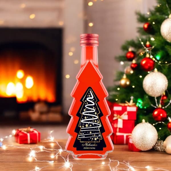 5x JULGRANSFLASKOR 250 ml + JULGRANSFLASKOR MED ETIKETT för jullikörer och vin