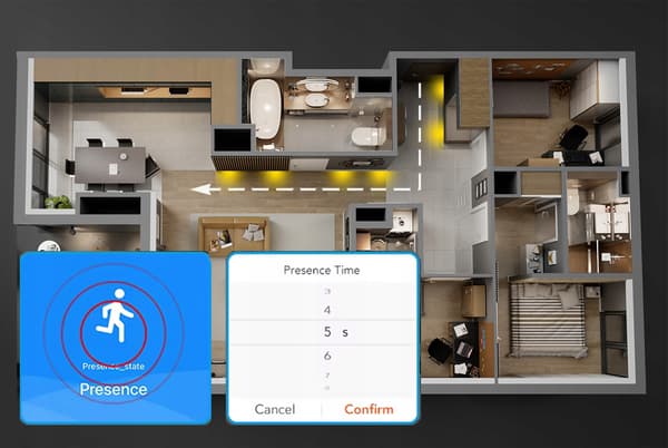 RTX Mikrovågssensor WiFi Närvarosensor TUYA Smart 230V Tak