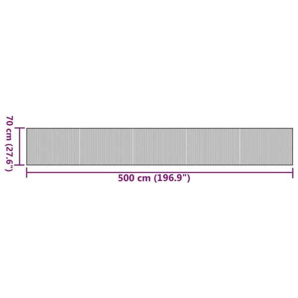 vidaXL Suorakulmainen matto, harmaa, 70x500 cm, bambu