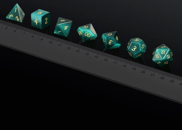 Grøn Opal RPG terningsæt med 7 krystalterninger