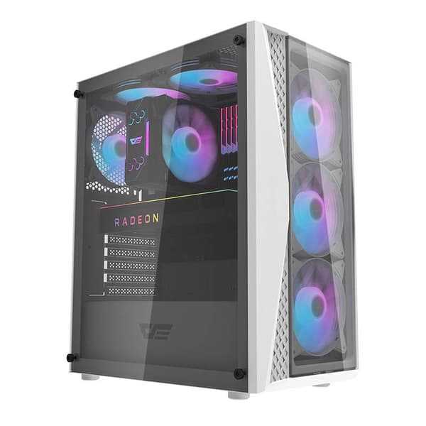 Darkflash DK352 Plus computerkabinet (sort og hvid) + 4 ARGB-blæsere