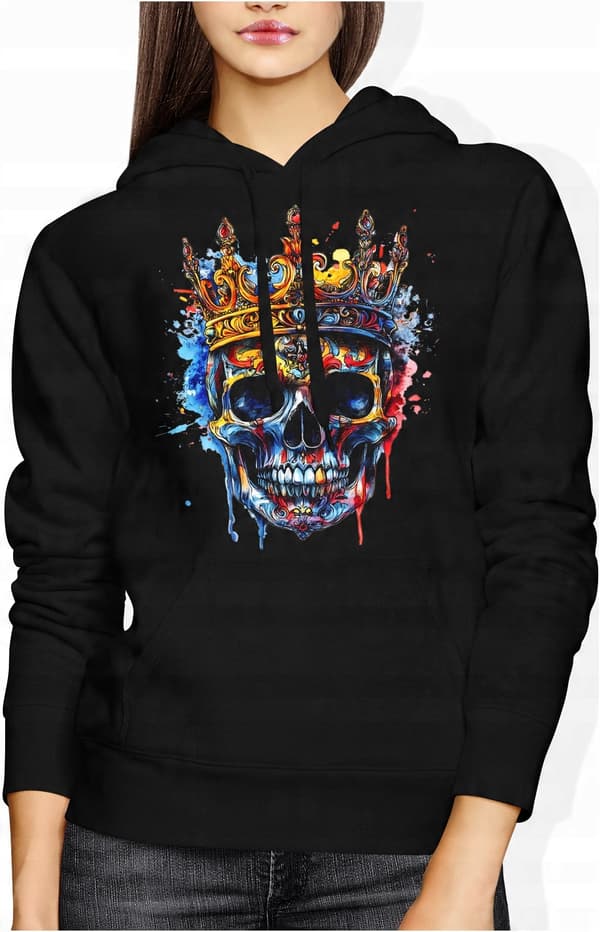 Skull Crown Goth Rock Rock Grunch Damesweatshirt med tryk til hende M