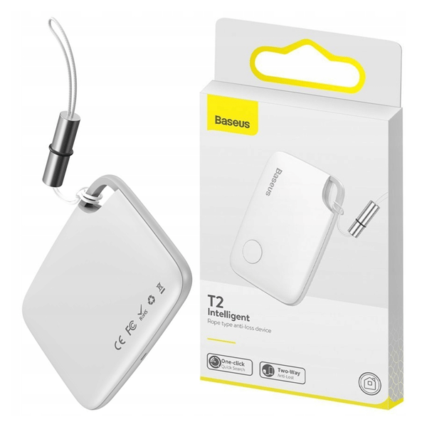 Baseus T2 Bluetooth Tracker med Strop (Hvid)