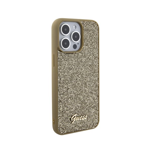 Guess Disco Metal Script - iPhone 15 Pro Max -suojakuori (kulta)