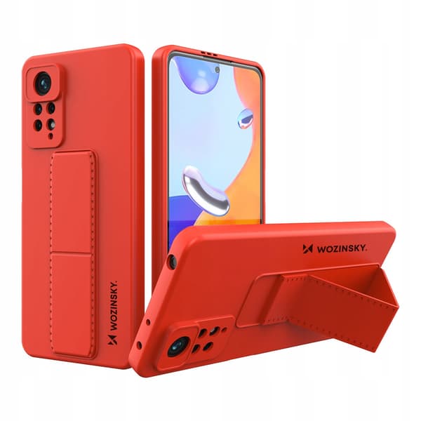 Wozinsky Kickstand Case silikonskal med stativ Xiaomi Redmi Note 11 Pro röd