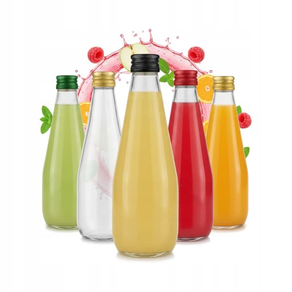 5 x pulloa mehutippoille 330 ml + pullonkorkit siirappi-tinktuuralle 5 kpl.