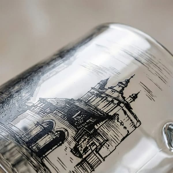 GLASKOP BYEN KRAKOW 0,4L TRANSPARENT MED SORT TRYK