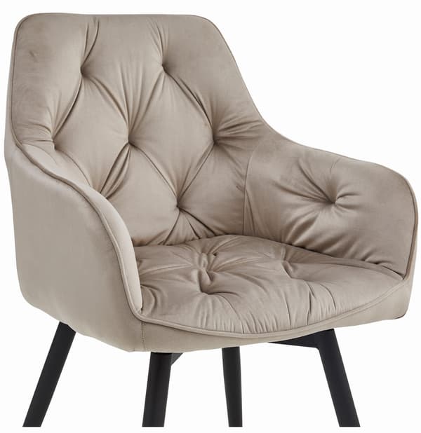 JORK360 stol - mørk beige fløjl / sorte ben x 2