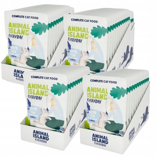 Vådfoder til katte ANIMAL ISLAND Hvid fiskefilet 48x85g