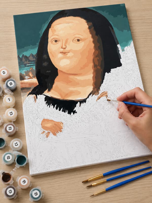 Maleri efter tal med ramme Billeder til maleri - Tykke Mona Lisa 40x50 cm