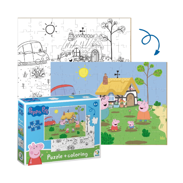 Peppa Pig 2-i-1 pussel 60 bitar och målarsida