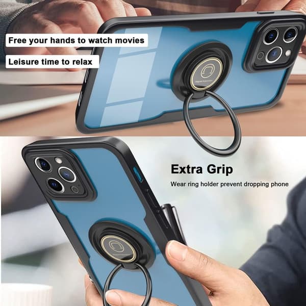 ETUI TIL APPLE IPHONE 11 PRO SILIKONE RAMME SORT HÅRD BAGSIDEN 360
