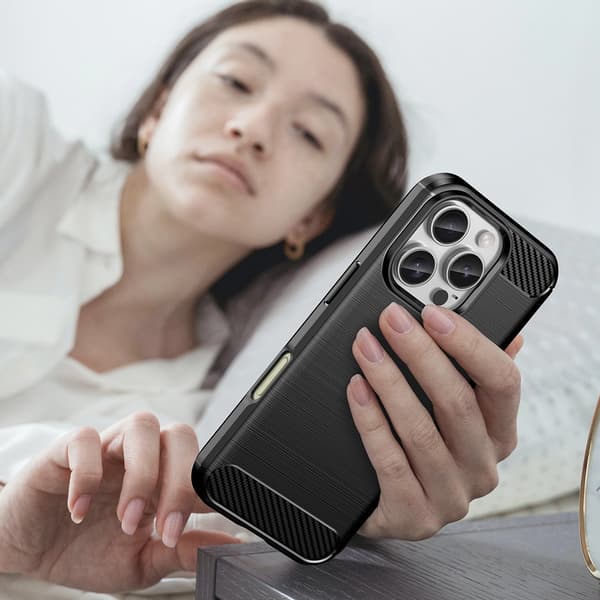 Carbon-cover til iPhone 16 Pro Max - Sort