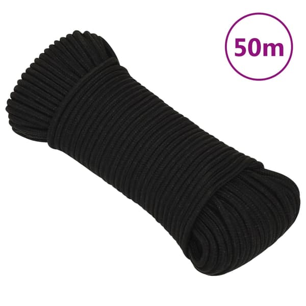 vidaXL Arbetsrep, Svart, 5 mm, 50 m, Polyester