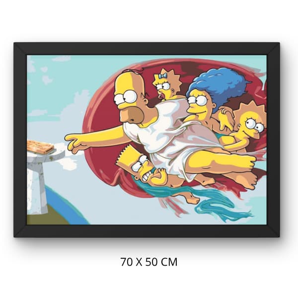 Måla efter siffror-tavel med ram Simpsons skapelse av Adam 70x50 cm