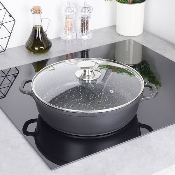 Granitpande med glaslåg GRANDE 28 cm