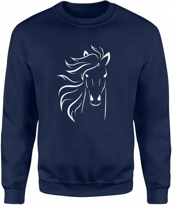 HERRE SWEATSHIRT MED HESTEPRINT, SORT, STØRRELSE L, UDEN HÆTTE