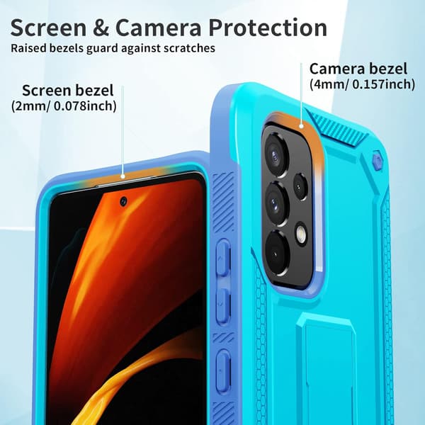 ARMOR ETUI TIL SAMSUNG GALAXY A53 5G BLÅ MED STATIV 9H GLAS