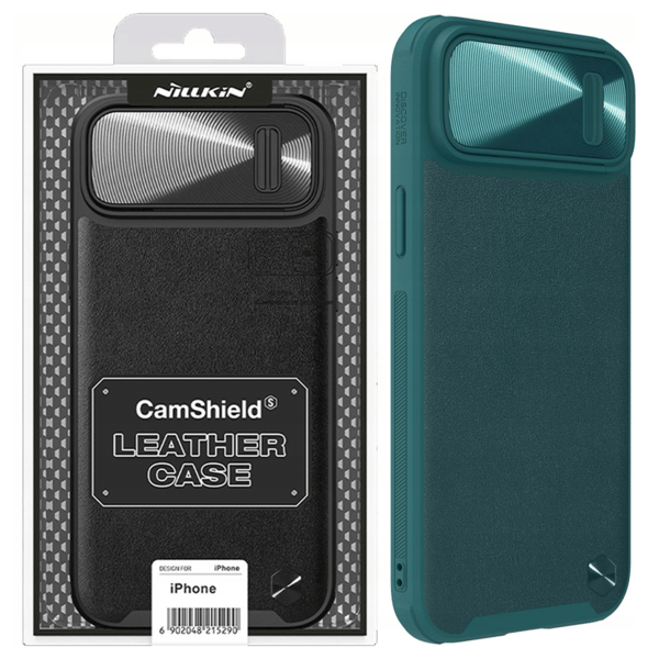 Nillkin CamShield Läderfodral S iPhone 14 Plus Skal med Kameraskydd Grönt
