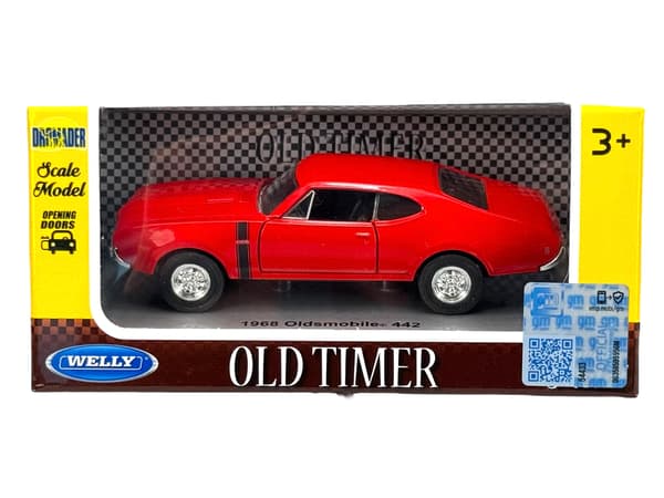 WELLY OLD TIMER 1968 OLDSMOBILE 442 RØD 1:34 43711