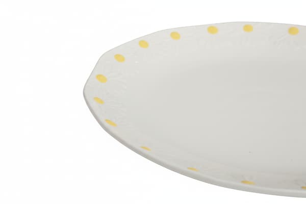 STOR MIDDAGSTALLERKEN TIL SERVERINGSFAT 26 CM HVID KERAMIK DAISY LINE