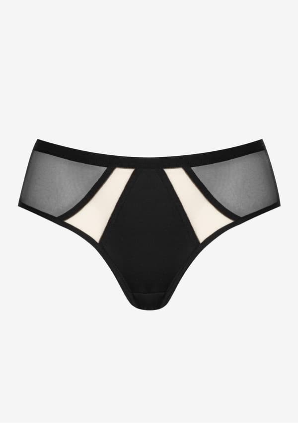 Fulla trosor med elastiskt tyll - Fibi S BLACK/SKIN