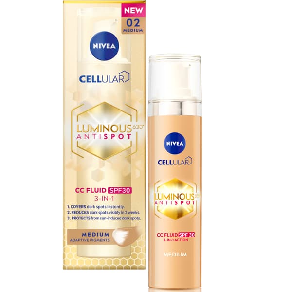 NIVEA LUMINOUS630 P/PIGMENTFLÄCKAR ANSIKTSKRÄM CC SPF 30, nyans 02/medium 40 ml